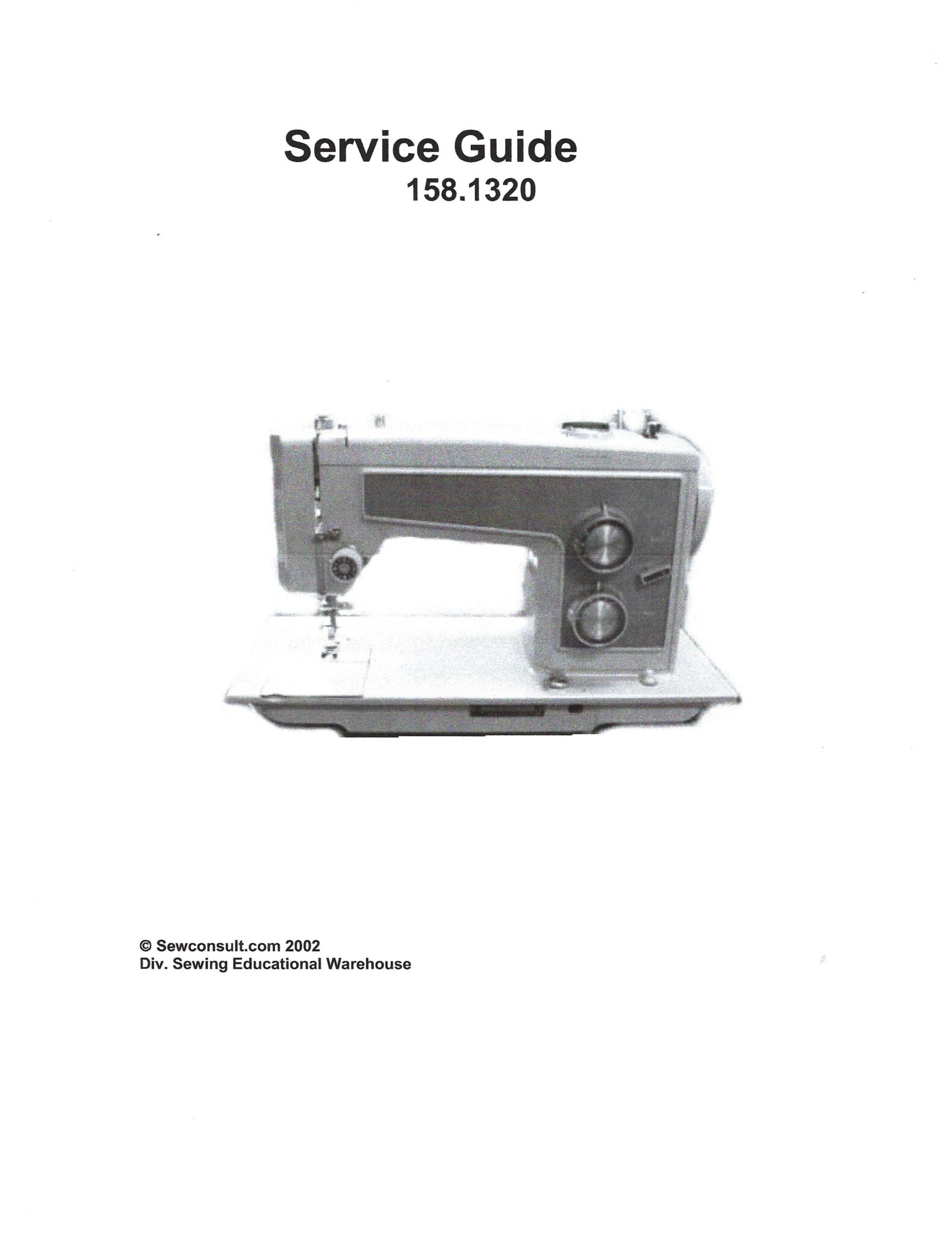Service Manual Kenmore 158.1320 Sewing Machine